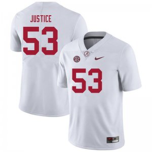 NCAA Men's Alabama Crimson Tide #53 Kevin Justice Stitched College 2021 Nike Authentic White Football Jersey LW17R85NG